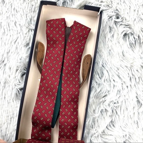 NWT Polo Ralph Lauren Silk & Leather Suspenders - Picture 3 of 10